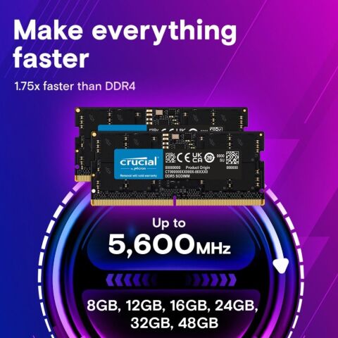 Модуль памяти для ноутбука SoDIMM DDR5 8GB 5600 MHz Micron (CT8G56C46S5T) - Нулевой остаток (Feed)  - Нулевой остаток (Feed) 