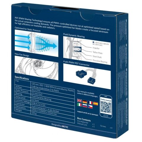 Кулер для корпуса Arctic P12 PWM PST black (ACFAN00120A) - Нулевой остаток (Feed) - Нулевой остаток (Feed)