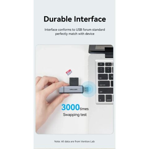 Считыватель флеш-карт Vention USB 3.0 AM/USB-C to SD+TF Gray Dual Drive Letter Aluminum Alloy (CLLH0) - Кардридеры  - Кардридеры 