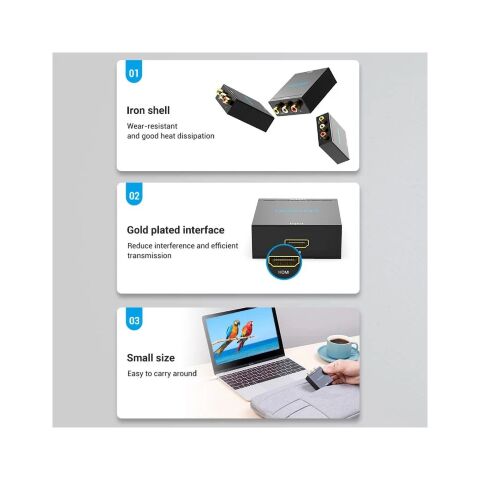 Конвертор HDMI to RCA Metal Type black Vention (AEEB0) - Контроллеры и конверторы - Контроллеры и конверторы