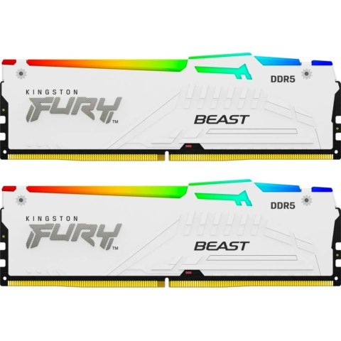 Модуль памяти для компьютера DDR5 32GB 5200 MHz FURY Beast White RGB Kingston Fury (ex.HyperX) (KF552C40BWAK2-32) - Нулевой остаток (Feed) - Нулевой остаток (Feed)