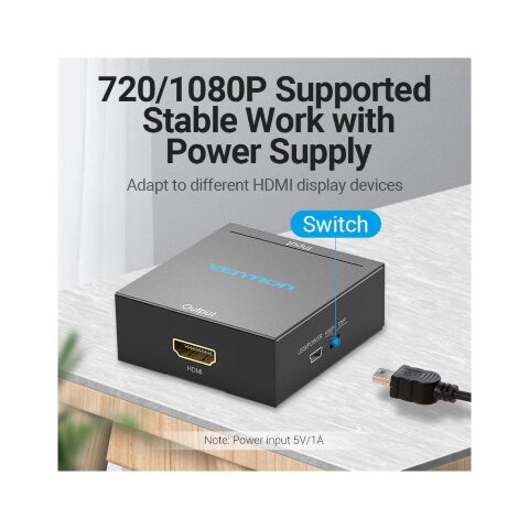 Конвертор RCA to HDMI black Vention (AEFB0) - Контроллеры и конверторы - Контроллеры и конверторы