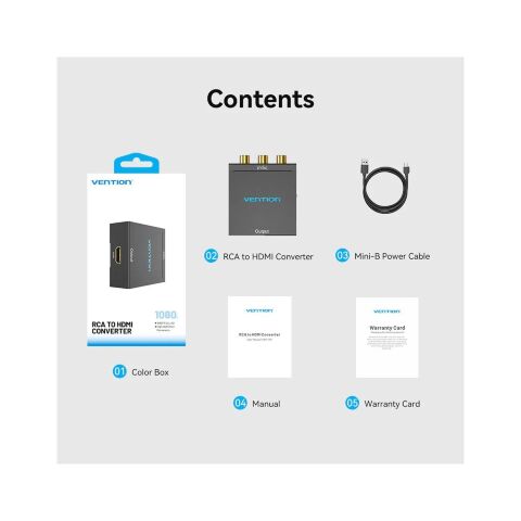 Конвертор RCA to HDMI black Vention (AEFB0) - Контроллеры и конверторы - Контроллеры и конверторы