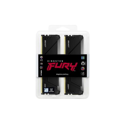 Модуль памяти для компьютера DDR4 32GB (2x16GB) 3200 MHz Beast RGB Black Kingston Fury (ex.HyperX) (KF432C16BB12AK2/32WP) - Модули памяти для компьютера  - Модули памяти для компьютера 