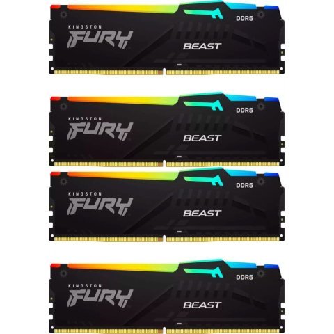 Модуль памяти для компьютера DDR5 128GB (4x32GB) 5600 MHz Beast RGB XMP Kingston Fury (ex.HyperX) (KF556C40BBAK4-128) - Нулевой остаток (Feed) - Нулевой остаток (Feed)