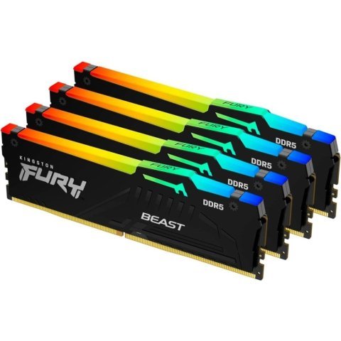 Модуль памяти для компьютера DDR5 128GB (4x32GB) 5600 MHz Beast RGB XMP Kingston Fury (ex.HyperX) (KF556C40BBAK4-128) - Нулевой остаток (Feed) - Нулевой остаток (Feed)