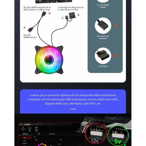 Кулер для корпуса Gamemax FN-12Rainbow-Q-Infinity - Вентиляторы к корпусам - Вентиляторы к корпусам