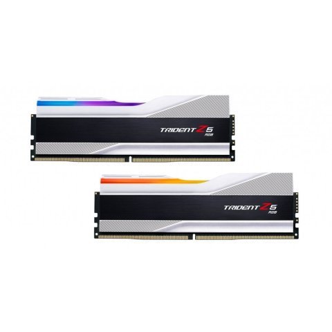 Модуль памяти для компьютера DDR5 32GB (2x16GB) 6000 MHz Trident Z5 RGB Silver G.Skill (F5-6000J4040F16GX2-TZ5RS) - Нулевой остаток (Feed) - Нулевой остаток (Feed)