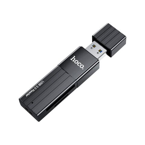 Считыватель флеш-карт HOCO USB3.0 to microSD, microSDHC, microSDXC, SD, SDHC, SDXC, HB20 Black (6931474735218) - Нулевой остаток (Feed) - Нулевой остаток (Feed)