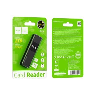Считыватель флеш-карт HOCO USB3.0 to microSD, microSDHC, microSDXC, SD, SDHC, SDXC, HB20 Black (6931474735218)