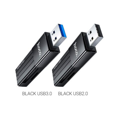 Считыватель флеш-карт HOCO USB3.0 to microSD, microSDHC, microSDXC, SD, SDHC, SDXC, HB20 Black (6931474735218) - Нулевой остаток (Feed) - Нулевой остаток (Feed)