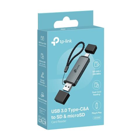 Считыватель флеш-карт TP-Link USB-C + USB 2.0 SD + TF silver (UA430D) - Нулевой остаток (Feed) - Нулевой остаток (Feed)