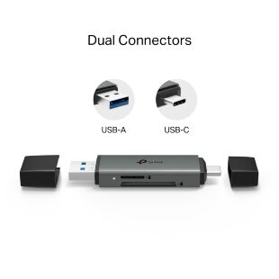 Считыватель флеш-карт TP-Link USB-C + USB 2.0 SD + TF silver (UA430D)