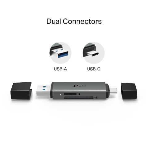 Считыватель флеш-карт TP-Link USB-C + USB 2.0 SD + TF silver (UA430D) - Нулевой остаток (Feed) - Нулевой остаток (Feed)