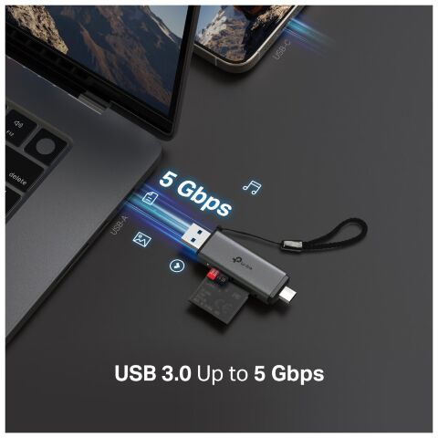 Считыватель флеш-карт TP-Link USB-C + USB 2.0 SD + TF silver (UA430D) - Нулевой остаток (Feed) - Нулевой остаток (Feed)