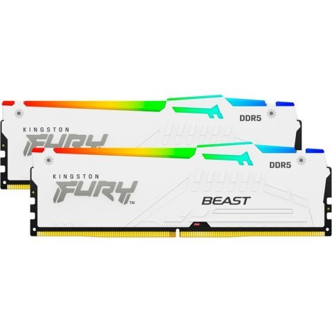 Модуль памяти для компьютера DDR5 32GB (2x16GB) 5600 MHz FURY Beast White RGB Kingston Fury (ex.HyperX) (KF556C40BWAK2-32) - Нулевой остаток (Feed) - Нулевой остаток (Feed)