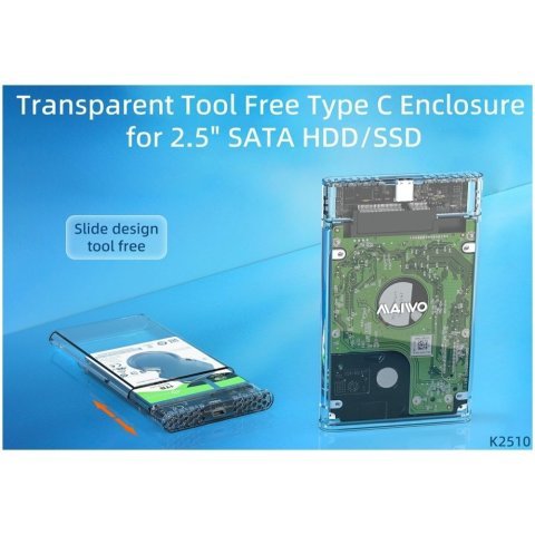 Карман внешний Maiwo 2.5" SATA/SSD HDD - USB3.1 Gen1 Type-C (K2510) - Нулевой остаток (Feed) - Нулевой остаток (Feed)