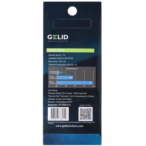 Термопрокладка Gelid Solutions GP-Ultimate Thermal Pad 120x20x0.5 mm (TP-GP04-R-A) - Акссесуары к системам охлаждения  - Акссесуары к системам охлаждения 
