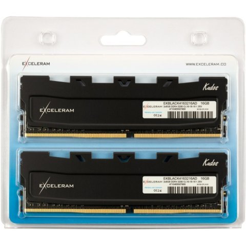 Модуль памяти для компьютера DDR4 16GB (2x8GB) 3200 MHz Kudos Black eXceleram (EKBLACK4163216AD) - Нулевой остаток (Feed) - Нулевой остаток (Feed)