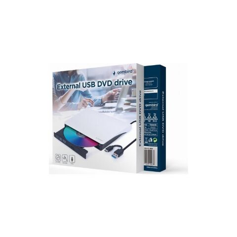 Оптический привод DVD-RW Gembird DVD-USB-03-BW - Нулевой остаток (Feed)  - Нулевой остаток (Feed) 