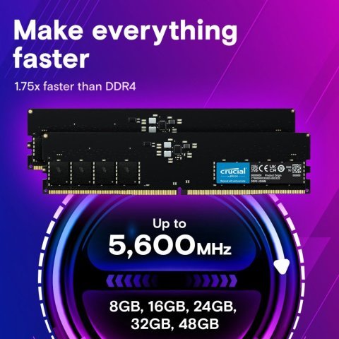 Модуль памяти для компьютера DDR5 8GB 5600 MHz Micron (CT8G56C46U5T) - Нулевой остаток (Feed) - Нулевой остаток (Feed)