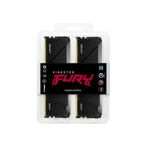 Модуль памяти для компьютера DDR4 64GB (2x32GB) 3200 MHz Beast RGB Black Kingston Fury (ex.HyperX) (KF432C16BB2AK2/64) - Нулевой остаток (Feed) - Нулевой остаток (Feed)