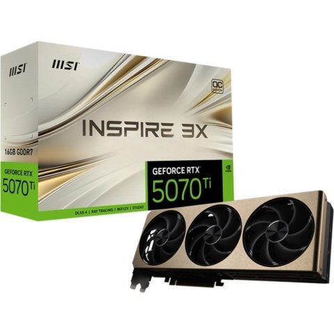 Видеокарта MSI GeForce RTX5070 Ti 16GB INSPIRE 3X OC PLUS (RTX 5070 Ti 16G INSPIRE 3X OC PLUS) - Нулевой остаток (Feed) - Нулевой остаток (Feed)