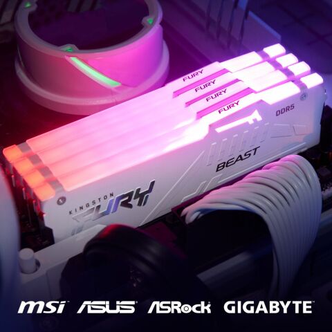 Модуль памяти для компьютера DDR5 32GB 6000 MHz Beast AM5 RGB White Kingston Fury (ex.HyperX) (KF560C36BWEA-32) - Нулевой остаток (Feed)  - Нулевой остаток (Feed) 