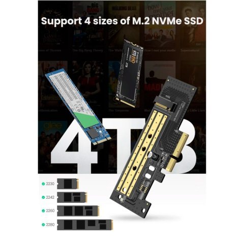 Контроллер Ugreen PCI-E 3.0 for SSD M.2 (NVMe) x4 CM302 (70503) - Нулевой остаток (Feed) - Нулевой остаток (Feed)