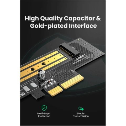 Контроллер Ugreen PCI-E 3.0 for SSD M.2 (NVMe) x4 CM302 (70503) - Нулевой остаток (Feed) - Нулевой остаток (Feed)