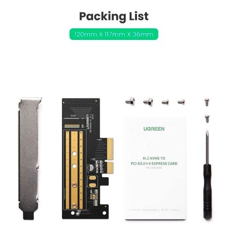 Контроллер Ugreen PCI-E 3.0 for SSD M.2 (NVMe) x4 CM302 (70503) - Нулевой остаток (Feed) - Нулевой остаток (Feed)