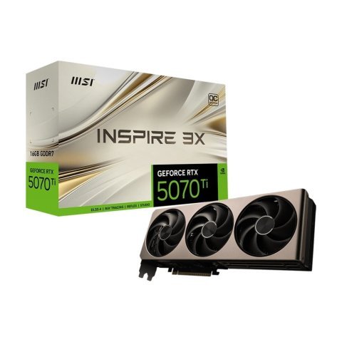 Видеокарта MSI GeForce RTX5070 Ti 16GB INSPIRE 3X OC (RTX 5070 Ti 16G INSPIRE 3X OC) - Нулевой остаток (Feed) - Нулевой остаток (Feed)