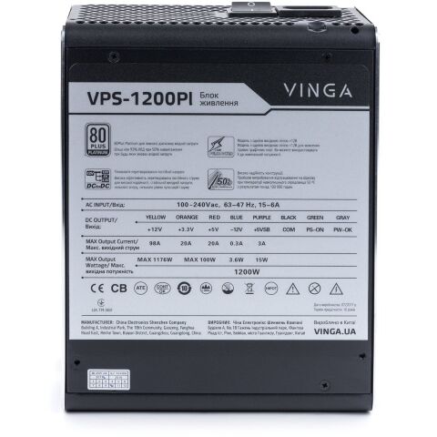 Блок питания Vinga 1200W (VPS-1200Pl) - Нулевой остаток (Feed)  - Нулевой остаток (Feed) 