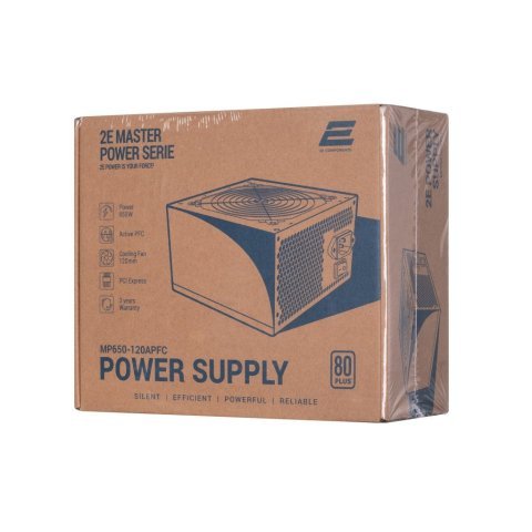 Блок питания 2E MASTER POWER (650W), >80, 80+ White, 120mm, 1xMB 24pin(20+4), 1xCPU 8pin(4+4), 3xMolex, 5xSATA, (2E-MP650-120APFC) - Нулевой остаток (Feed) - Нулевой остаток (Feed)