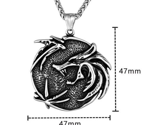 Кулон Геральта медальйон 3D Відьмак (The Witcher Geralt) з нержавіючої сталі із серіалу - -