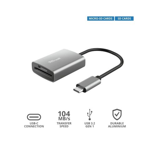 Считыватель флеш-карт Trust Dalyx Fast USB-С Card reader (24136) - Нулевой остаток (Feed) - Нулевой остаток (Feed)