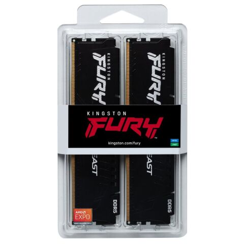 Модуль памяти для компьютера DDR5 32GB (2x16GB) 6800 MHz Beast Black EXPO Kingston Fury (ex.HyperX) (KF568C34BBEK2-32) - Нулевой остаток (Feed) - Нулевой остаток (Feed)