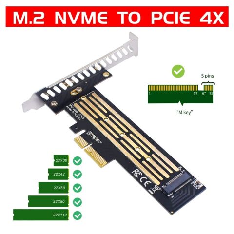 Контроллер Dynamode M.2 SSD NVMe M-Key to PCI-E 3.0 x4/ x8/ x16, full profile br (PCI-Ex4- M.2 M-key) - Нулевой остаток (Feed) - Нулевой остаток (Feed)