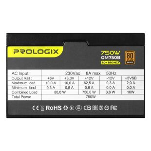 Блок питания Prologix 750W (GM750B 750W 80+ Bronze)