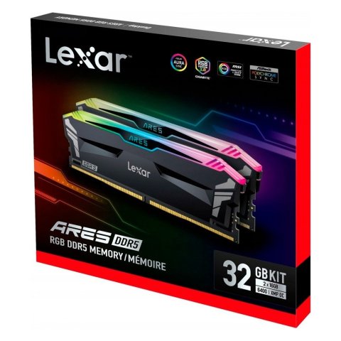 Модуль памяти для компьютера DDR5 32GB (2x16GB) 6000 MHz Ares RGB Black Lexar (LD5BU016G-R6000GDLA) - Нулевой остаток (Feed) - Нулевой остаток (Feed)