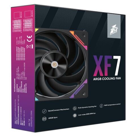 Кулер для корпуса 1stPlayer XF7 Black (XF7-BK-1IN1) - Нулевой остаток (Feed)  - Нулевой остаток (Feed) 