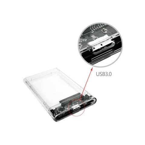 Карман внешний Dynamode 2.5" SATA HDD/SSD USB 3.0 Transparent (DM-CAD-25316) - Нулевой остаток (Feed)  - Нулевой остаток (Feed) 