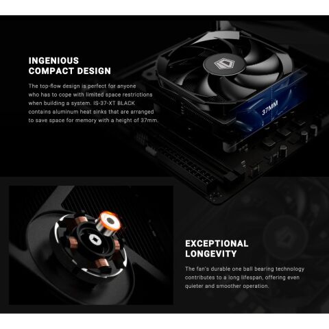 Кулер для процессора ID-Cooling IS-37-XT Black - Нулевой остаток (Feed) - Нулевой остаток (Feed)