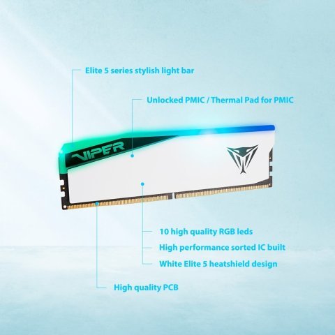 Модуль памяти для компьютера DDR5 48GB (2x24GB) 7000 MHz Viper Elite 5 RGB Patriot (PVER548G70C32KW) - Нулевой остаток (Feed)  - Нулевой остаток (Feed) 