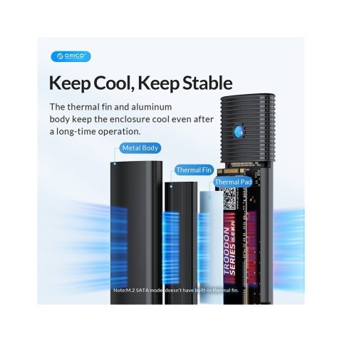 Карман внешний Orico USB3.2 Gen2 USB-C M.2 NVMe/NGFF(SATA) Dual Protocol SSD (HC380503) - Нулевой остаток (Feed)  - Нулевой остаток (Feed) 