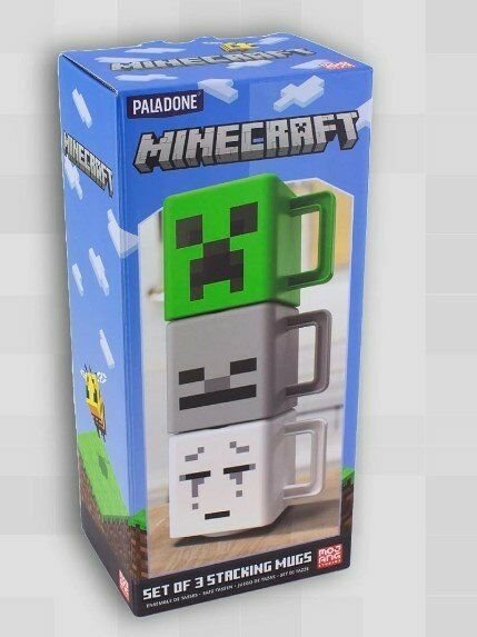 Набор 3 чашек Minecraft Stacking Coffee Mugs Creeper Skeleton and Ghast кружки Майнкрафт 250 мл - -