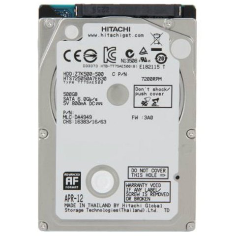 Жесткий диск для ноутбука 2.5" 500GB WDC Hitachi HGST (0J38075 / HTS725050A7E630) - Нулевой остаток (Feed) - Нулевой остаток (Feed)