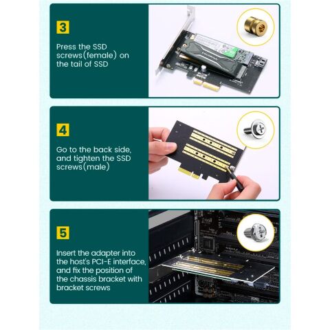 Контроллер Ugreen PCI-E 3.0 for SSD M.2 NVMe + M.2 NGFF CM302 (70504) - Контроллеры ExpressCard  - Контроллеры ExpressCard 