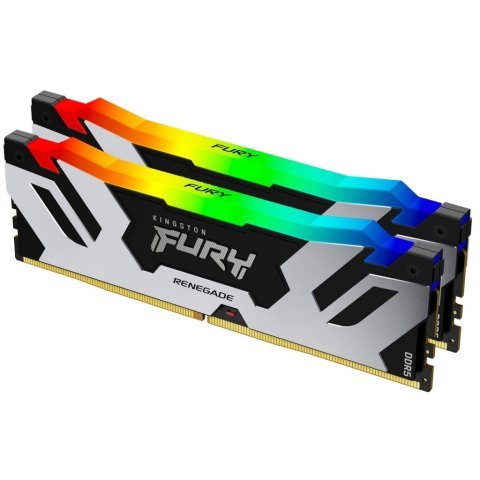 Модуль памяти для компьютера DDR5 32GB (2x16GB) 6400 MHz Renegade Silver RGB Kingston Fury (ex.HyperX) (KF564C32RSAK2-32) - Нулевой остаток (Feed) - Нулевой остаток (Feed)