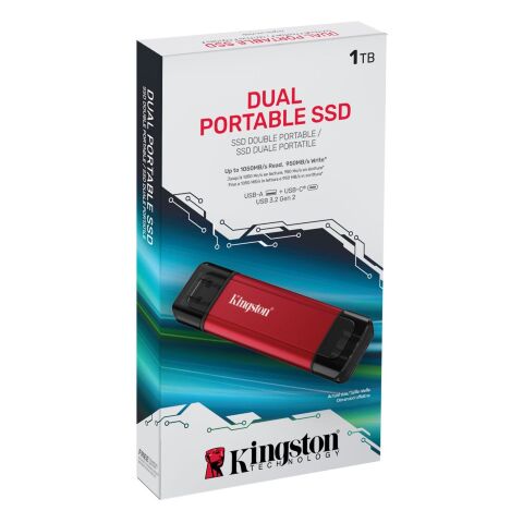 Накопитель SSD USB Type-C 1TB Dual Portable Kingston (SPSD/1TB) - Нулевой остаток (Feed)  - Нулевой остаток (Feed) 